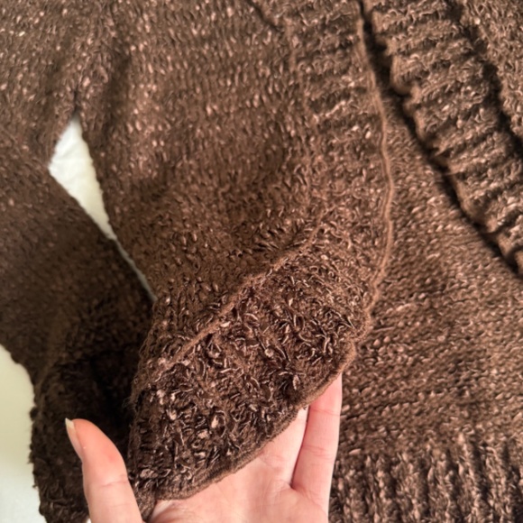 Valenti brown chunky knit ruffled cardigan - Picture 4 of 11